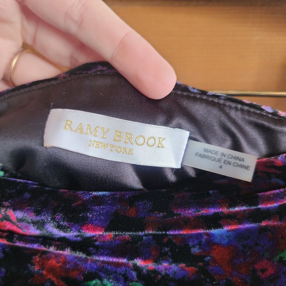 Ramy Brook Printed Malbec Skirt 4 Floral Multicolor Velvet Mini Ruffled Tiers - Picture 5 of 7